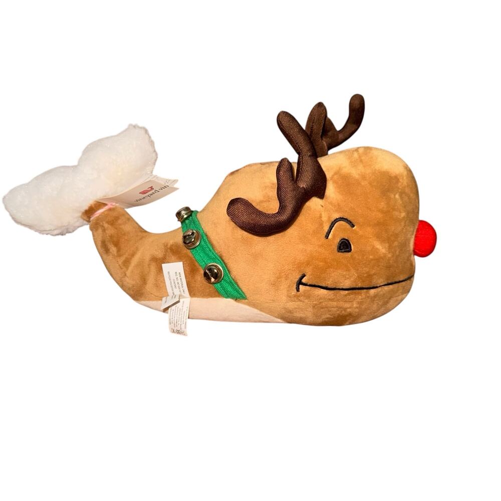 Vineyard Vines Christmas Holiday Plush Antler Reindeer Whale Brown One Size NWT
